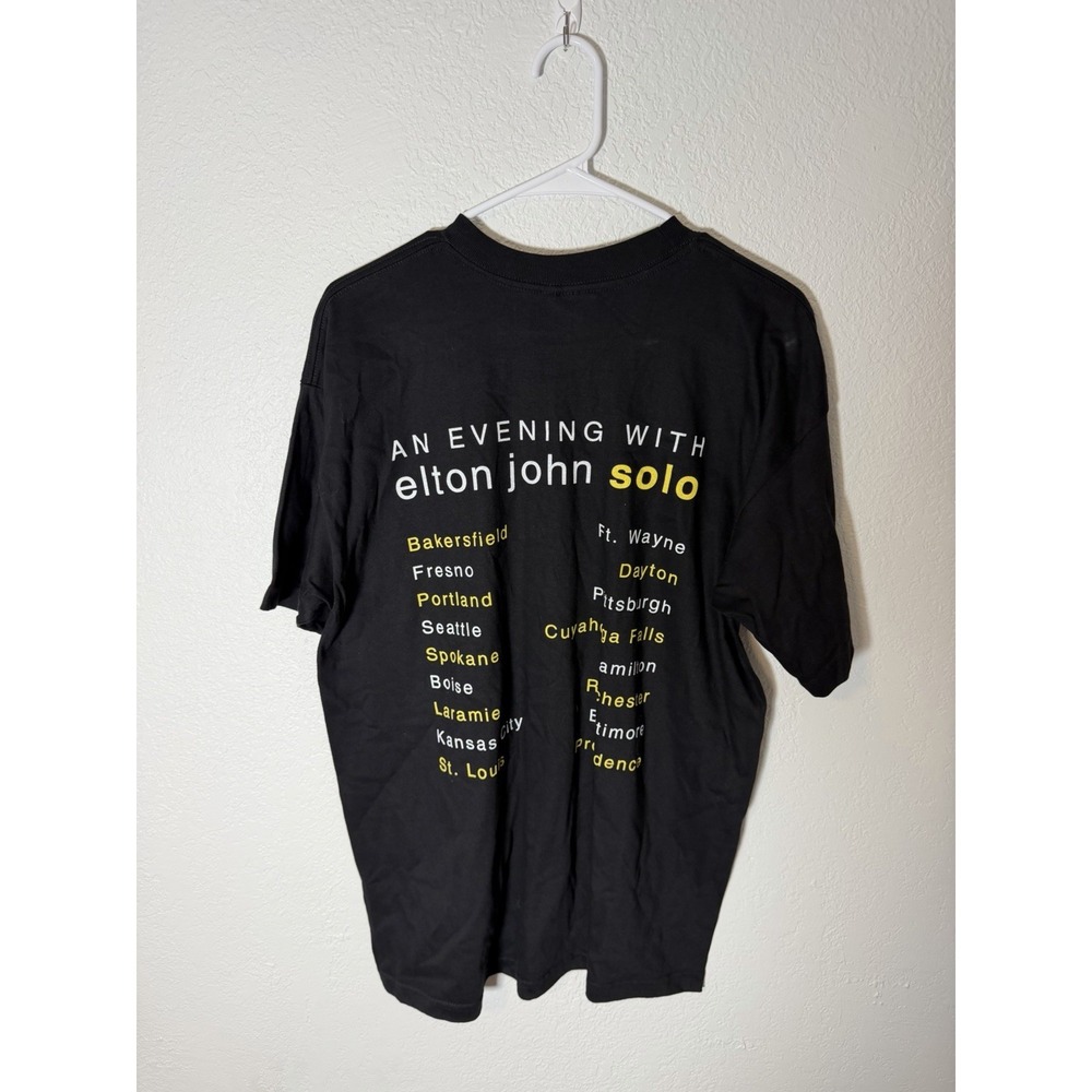 1999 Vintage Elton John An Evening With... Black Size L Tour T-Shirt Pop Music - Picture 3 of 5